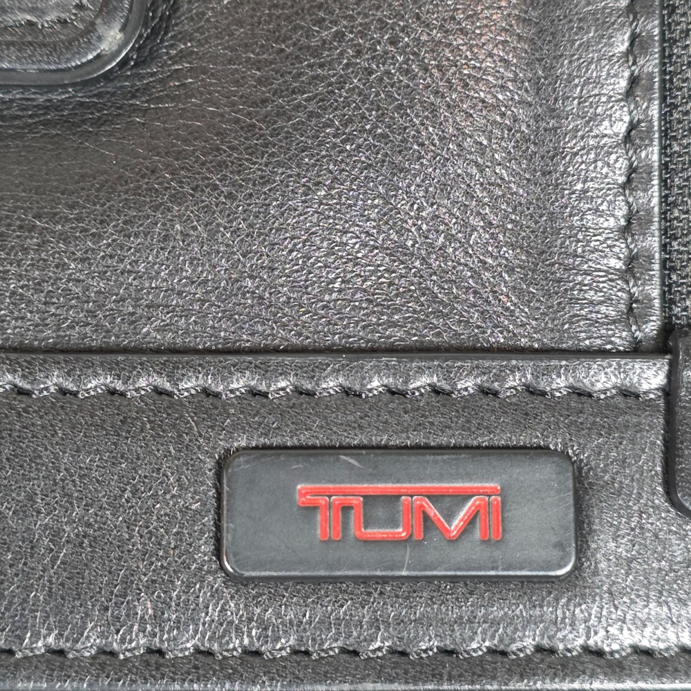 TUMI Alpha Medium Crossbody Black Leather Vertical Multi Pockets Messenger Bag - Picture 7 of 9